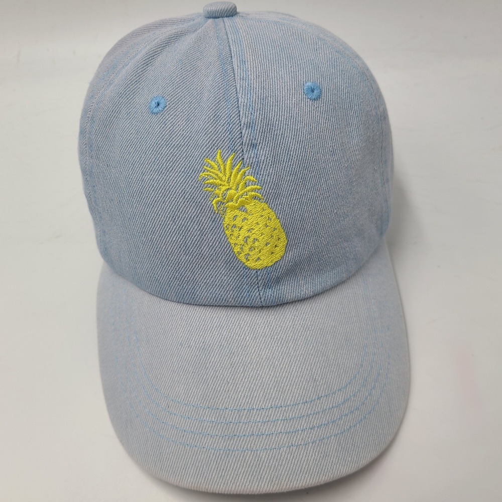 Jim Beam Hat Strapback (Fits Small) Blue Yellow Pineapple Logo Denim Bourbon Men